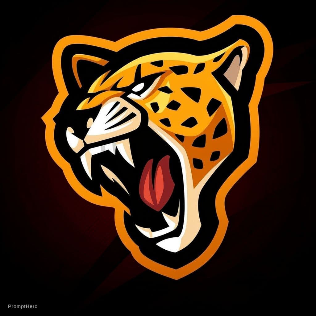 AI generated: Ultra professional esports mascot logo design of a roaring leopard head, fierce aggressive expressio...