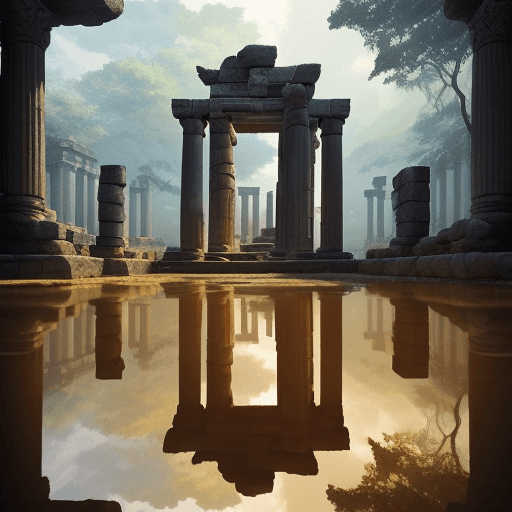 AI generated: (masterpiece), (anime style), award winning, centered, Instagram able, ancient temple ruin civilizat...