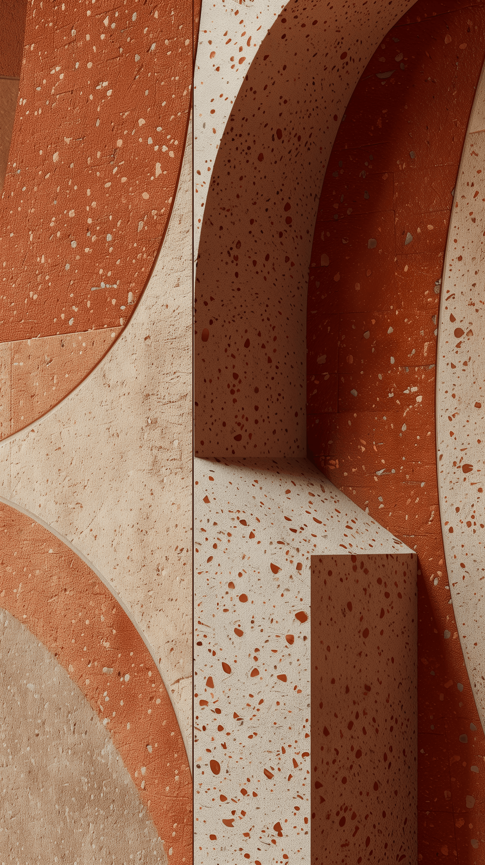 AI generated: architectural detail shot, focusing on the interplay of natural and geometric patterns on a textured...