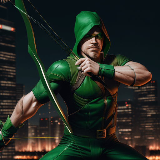 AI generated: Generate a captivating and dynamic digital illustration featuring the iconic superhero Green Arrow. ...