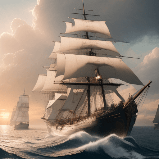 AI generated: Photo of a ultra realistic sailing ship, dramatic light, pale sunrise, cinematic lighting, battered,...