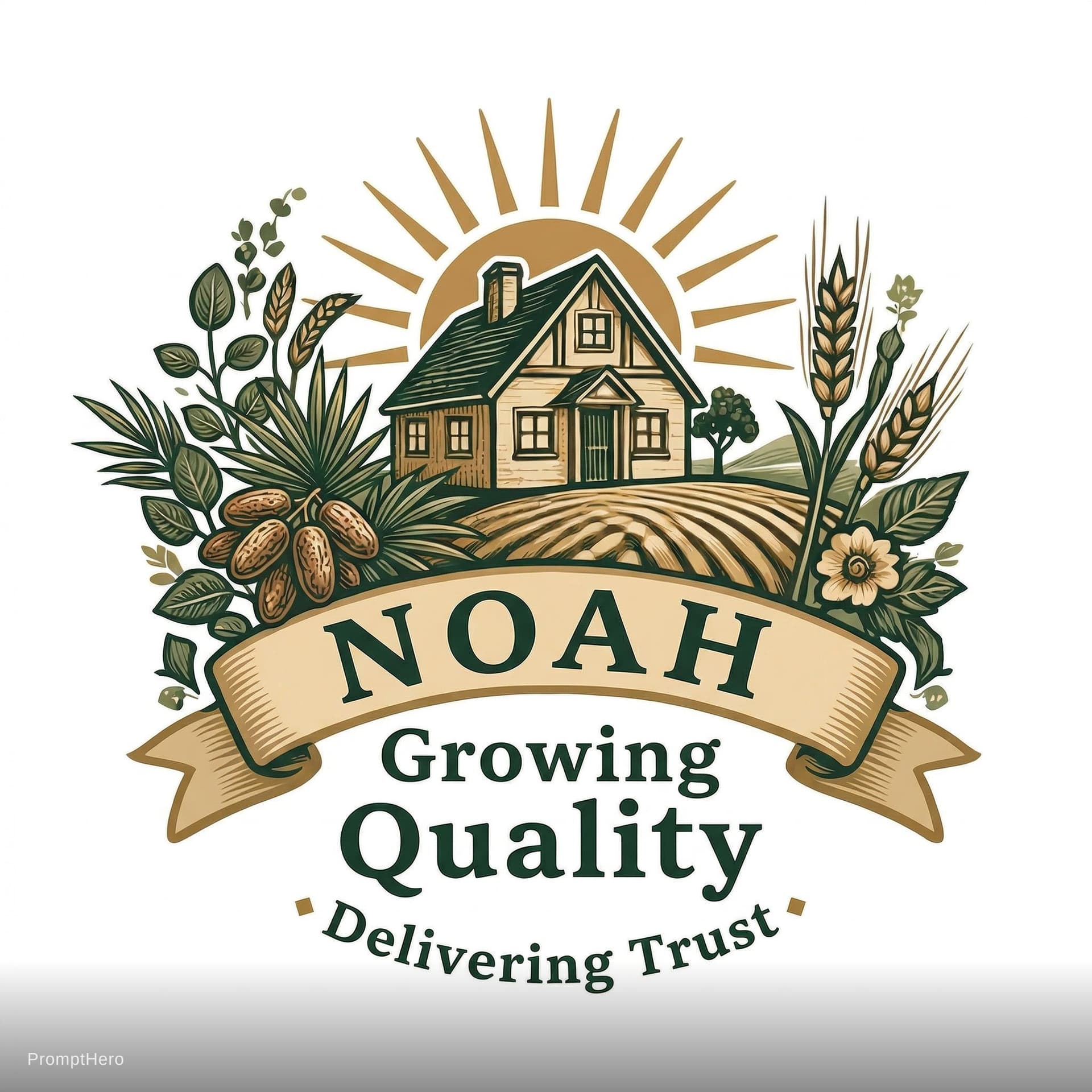 AI generated: Create a premium vintage-style agricultural logo design inspired by classic farm branding.

Main con...