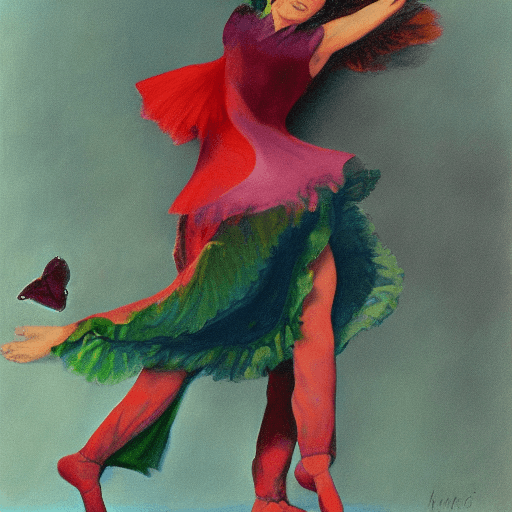 AI generated: painting of dancing woman, dorothea tanning style
