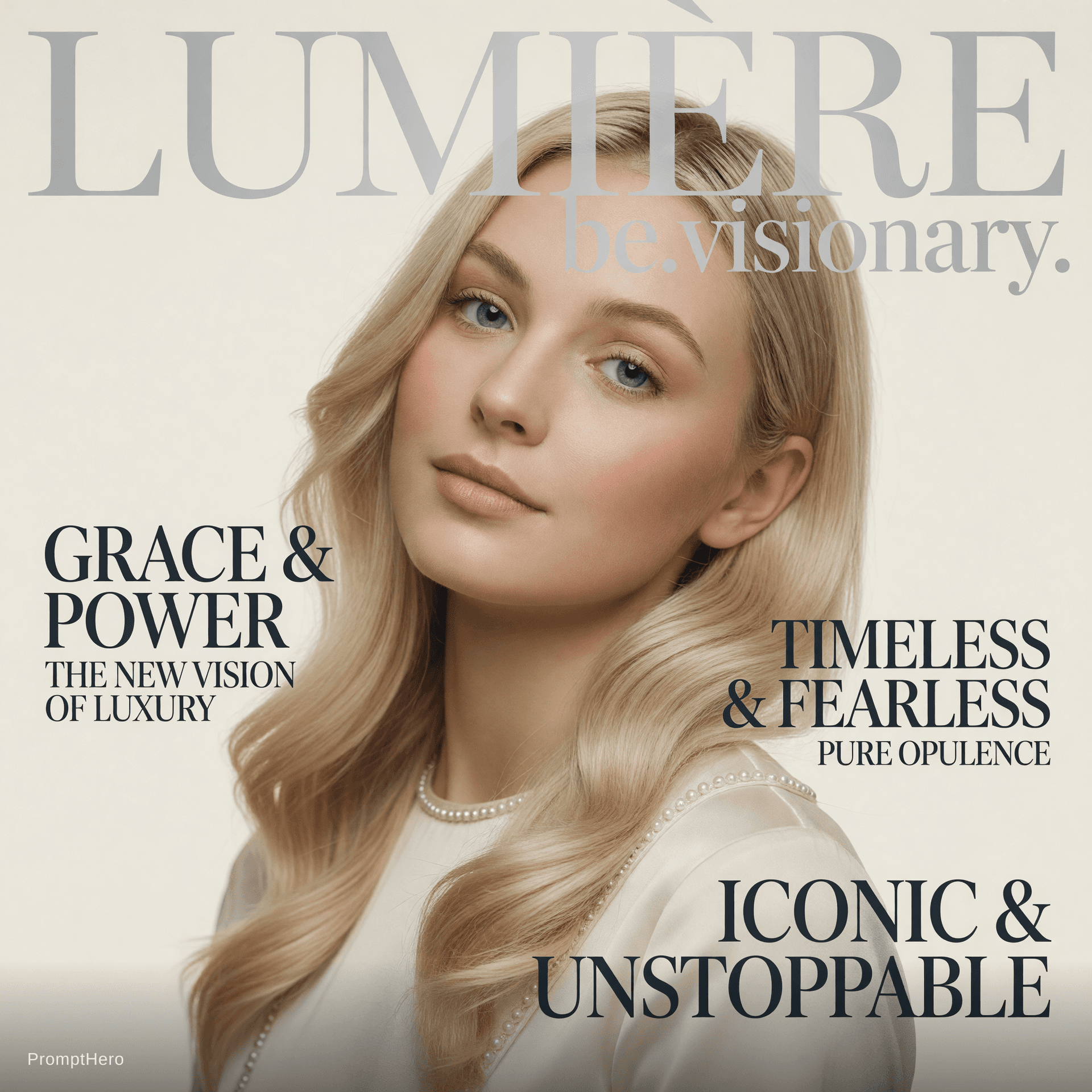 AI generated: A luxury high-fashion magazine cover. Magazine name at the very top in massive elegant serif font re...