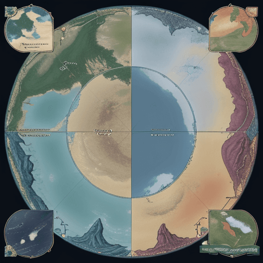 AI generated: map of a fantasy world in portrait orientation. The map includes a variety of terrains: sprawling mo...