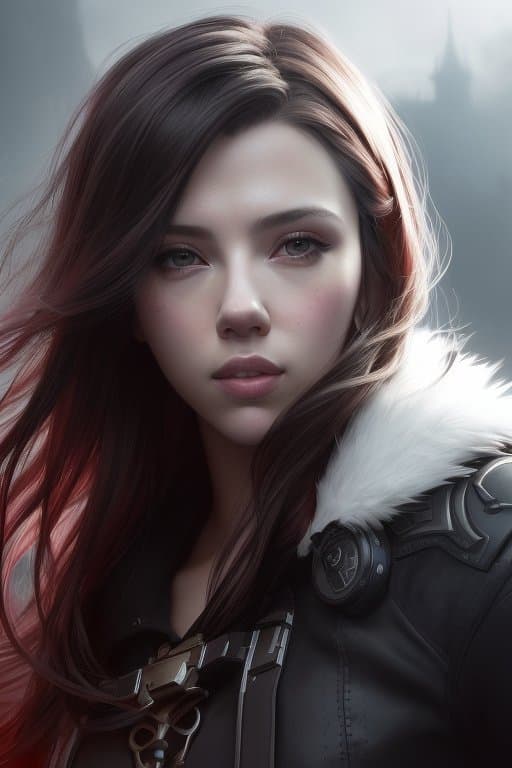 AI generated: highly detailed portrait of scarlett johansson face as old sailor, by Dustin Nguyen, Akihiko Yoshida...