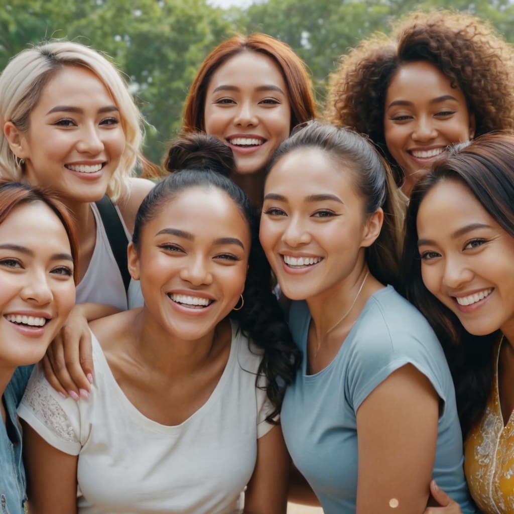 AI generated: epic realistic, a scene of a joyful and inclusive group of women from diverse ethnic backgrounds cel...