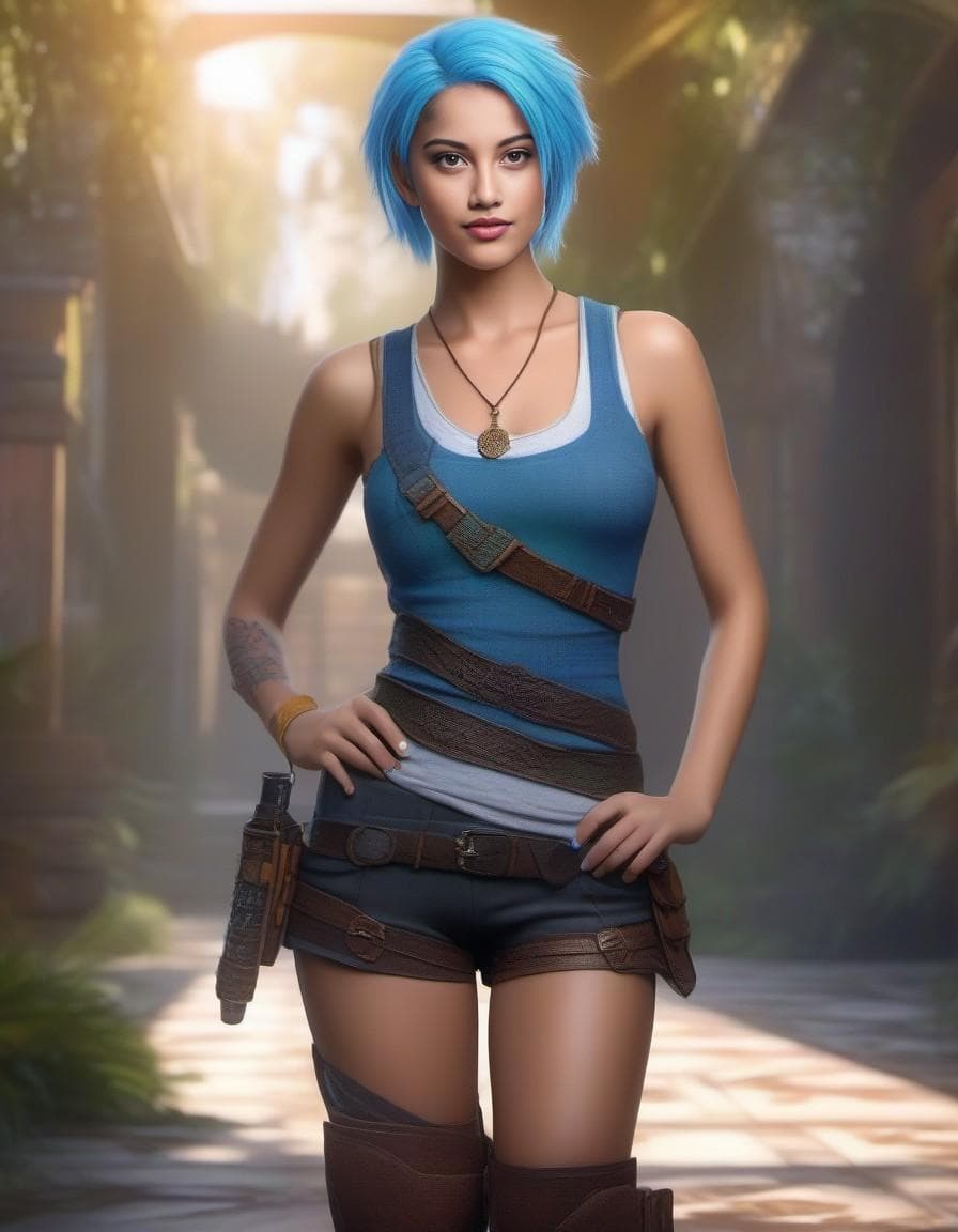 AI generated: epic realistic, Eula Lawrence, a character portrait, woman, short multi-color hair, multi-color eyes...
