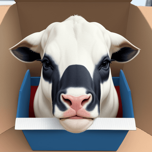 AI generated: a box of veterinary product called Tilomerc with picture of cebu bull, colors white, blue and red