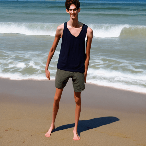 AI generated: nice boy at the beach
tall and lanky shape