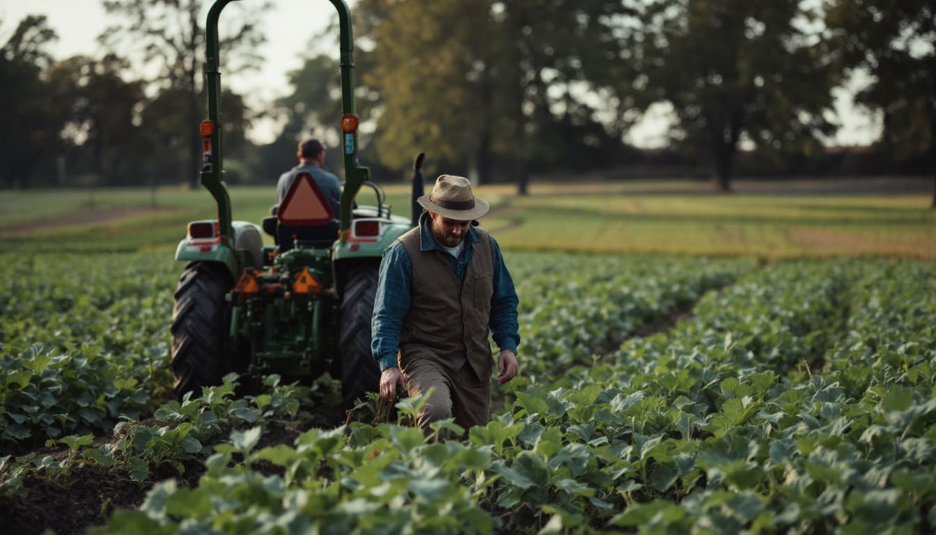 AI generated: a man in farm with tractor