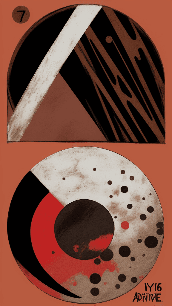AI generated: a drawing of a circle, in the style of adventure pulp, dark white and bronze, mottled, yup'ik art, h...