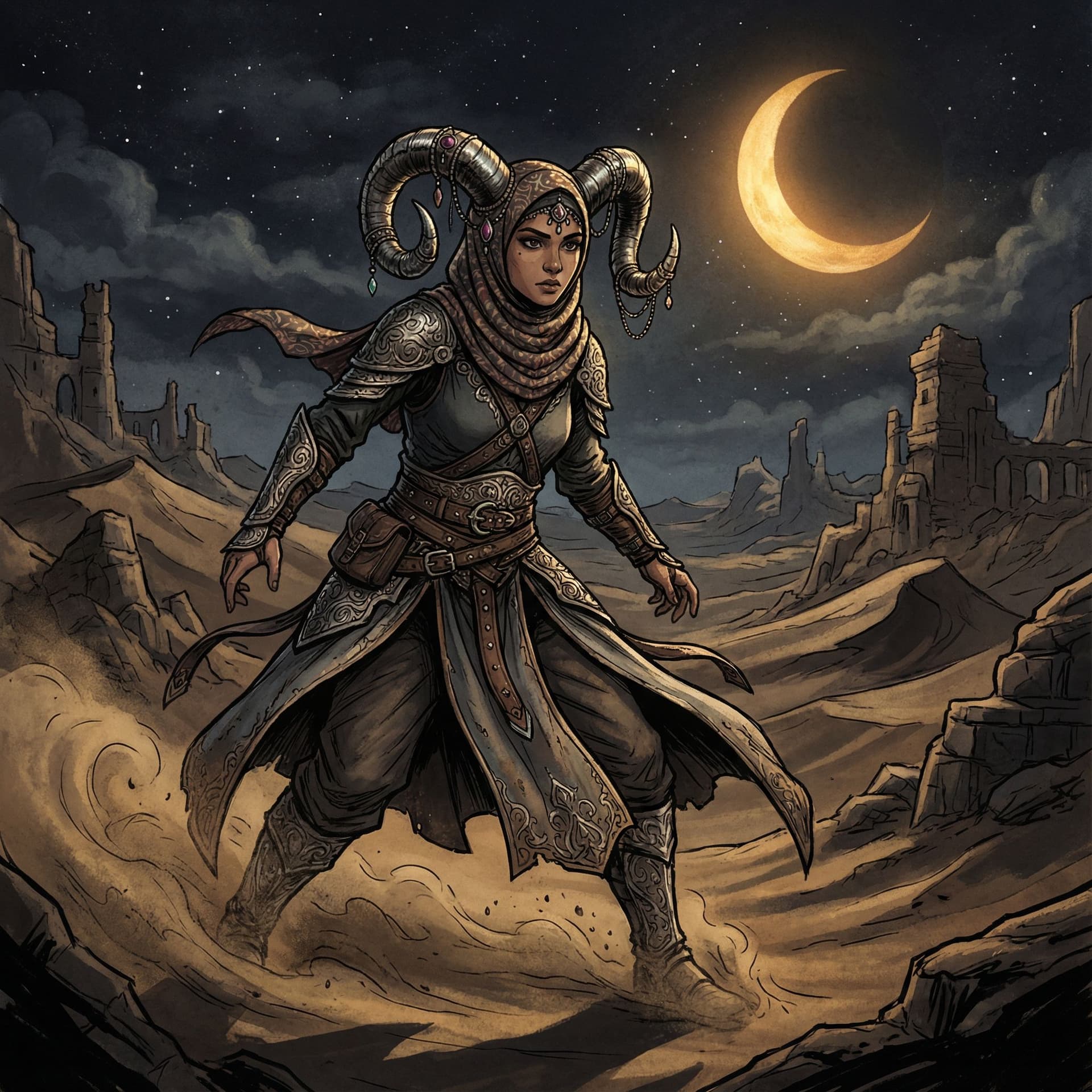 AI generated: A detailed and atmospheric illustration, full body shot of a young beautiful indonesian female weari...
