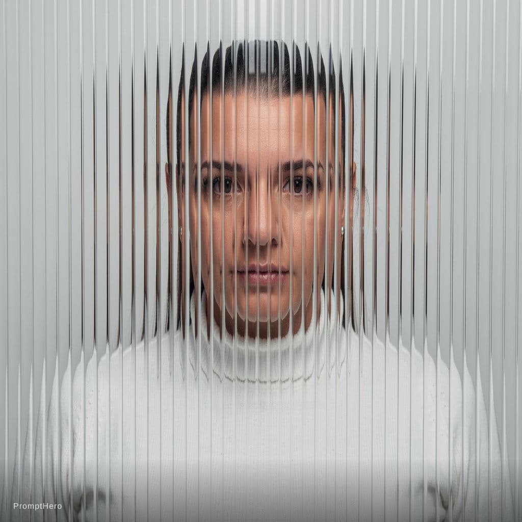 AI generated: high resolution photography, front central profile, woman facing front, gaze to front, wearing a whi...