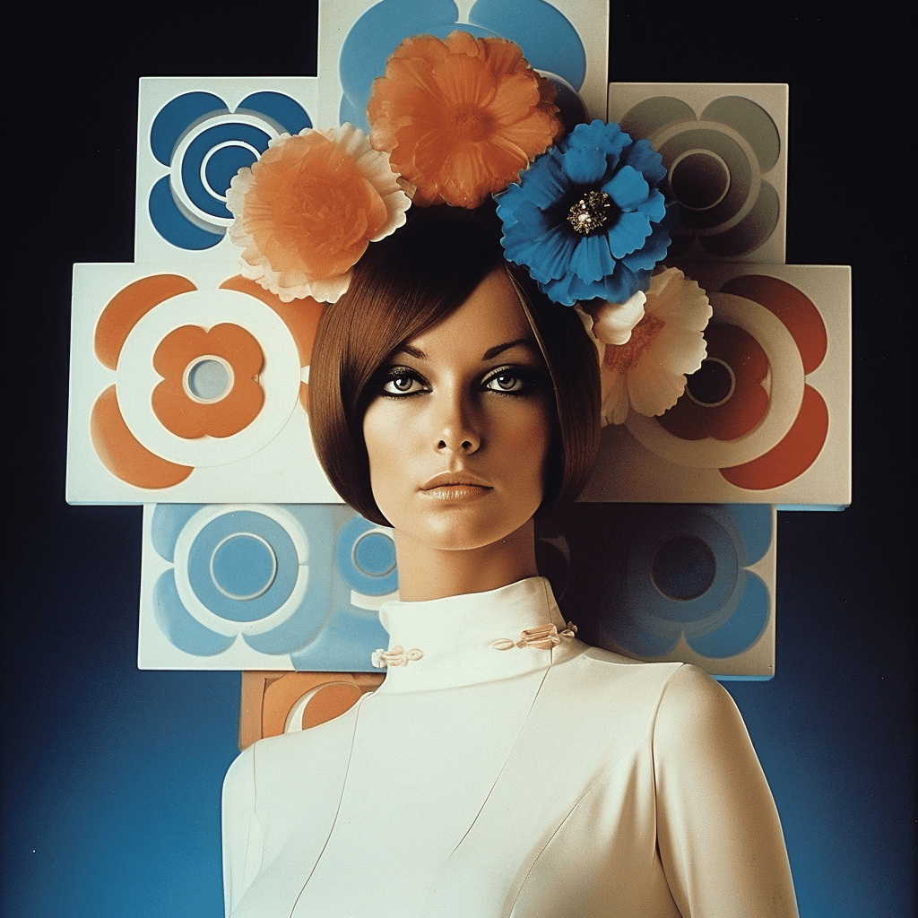 AI generated: high fashion, vogue, squares, flower pattern, 1967 --c 25 --no no ugly, deformed, noisy, blurry, dis...