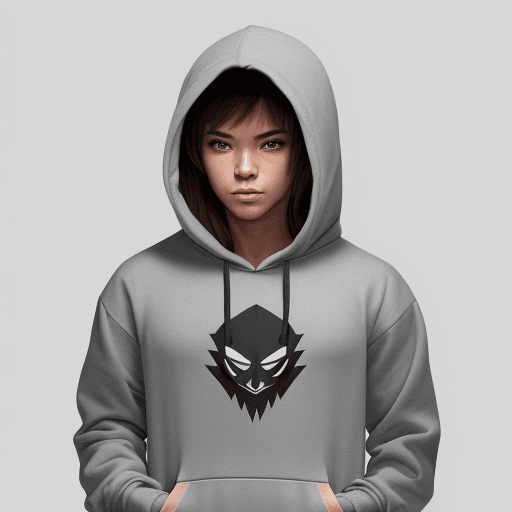 AI generated: Create, A character wearing gray hoodie, simple, vector, design, 