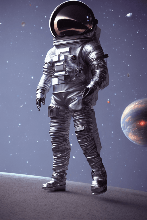 AI generated: astronaut, dodecahedron multiverse galaxy armor, high fashion, galaxy background , t symmetrical art...