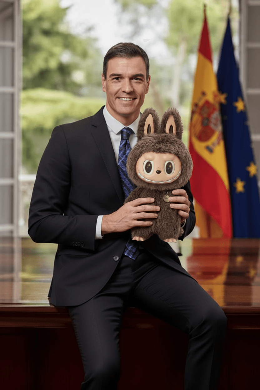 AI generated: the man holds the doll with pride