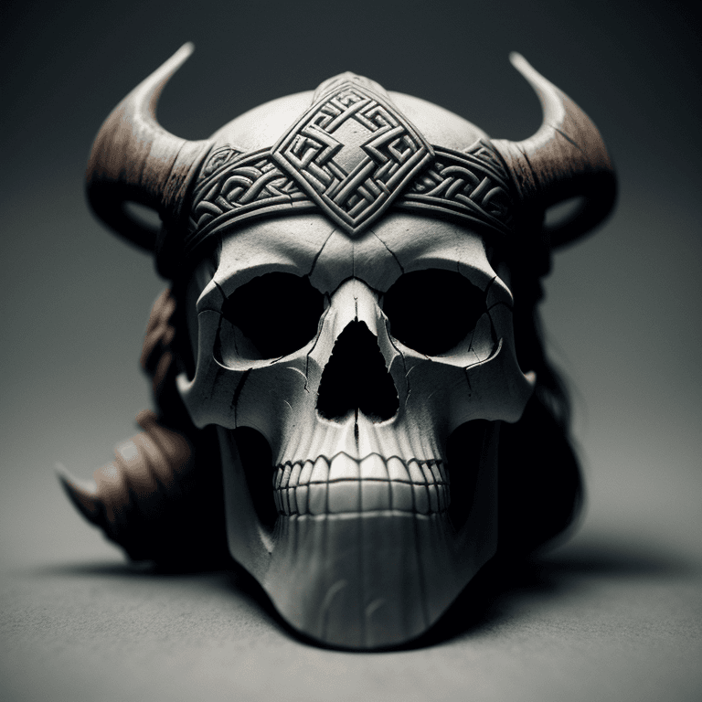 AI generated: viking carved skull photographic cinematic