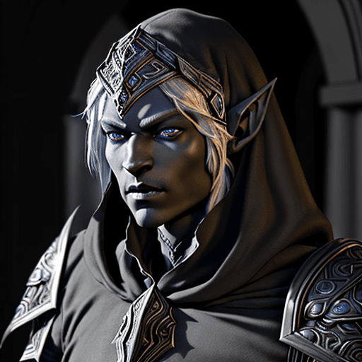 AI generated: High resolution photography, photorealistic close-up portrait male drow elf. handsome warrior, onyx ...