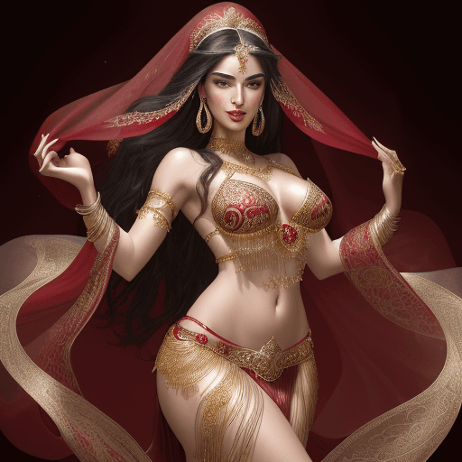 AI generated: 
I would like a high-resolution portrait of a super model beautiful 25 year old belly dancer wearing...