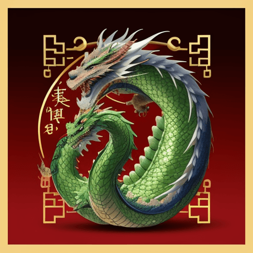 AI generated: Year of the Dragon greeting card, 8k