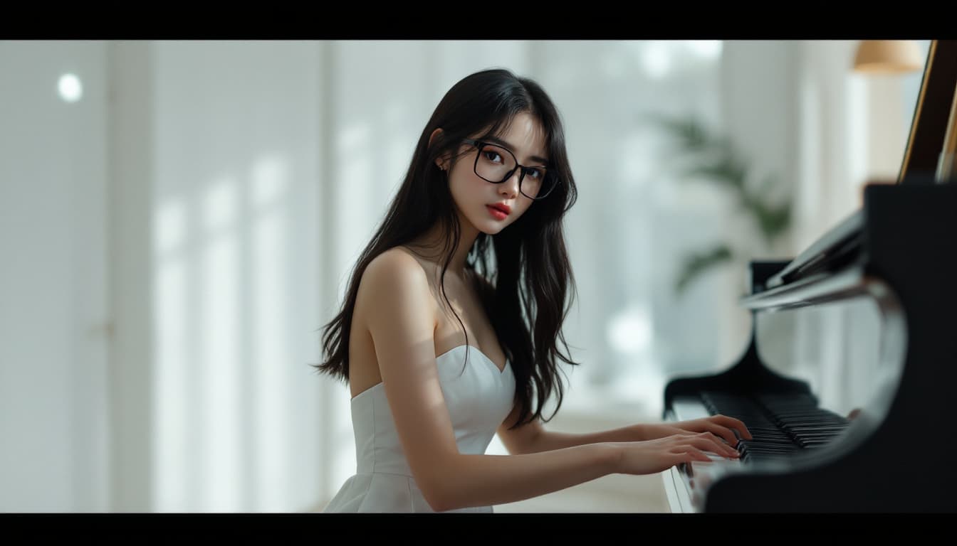 AI generated: Full body photo of Risa, a Japanese girl, wearing a white Strapless dress, Make a solemn expression ...
