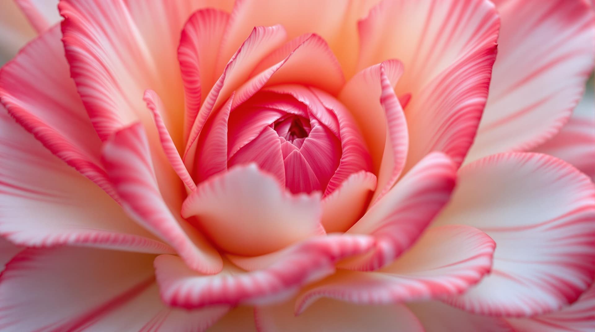 AI generated:  an hybrid 3d fictive flowers,close up,rose x camelia,the flowers are in a gradiation  of white,red ...