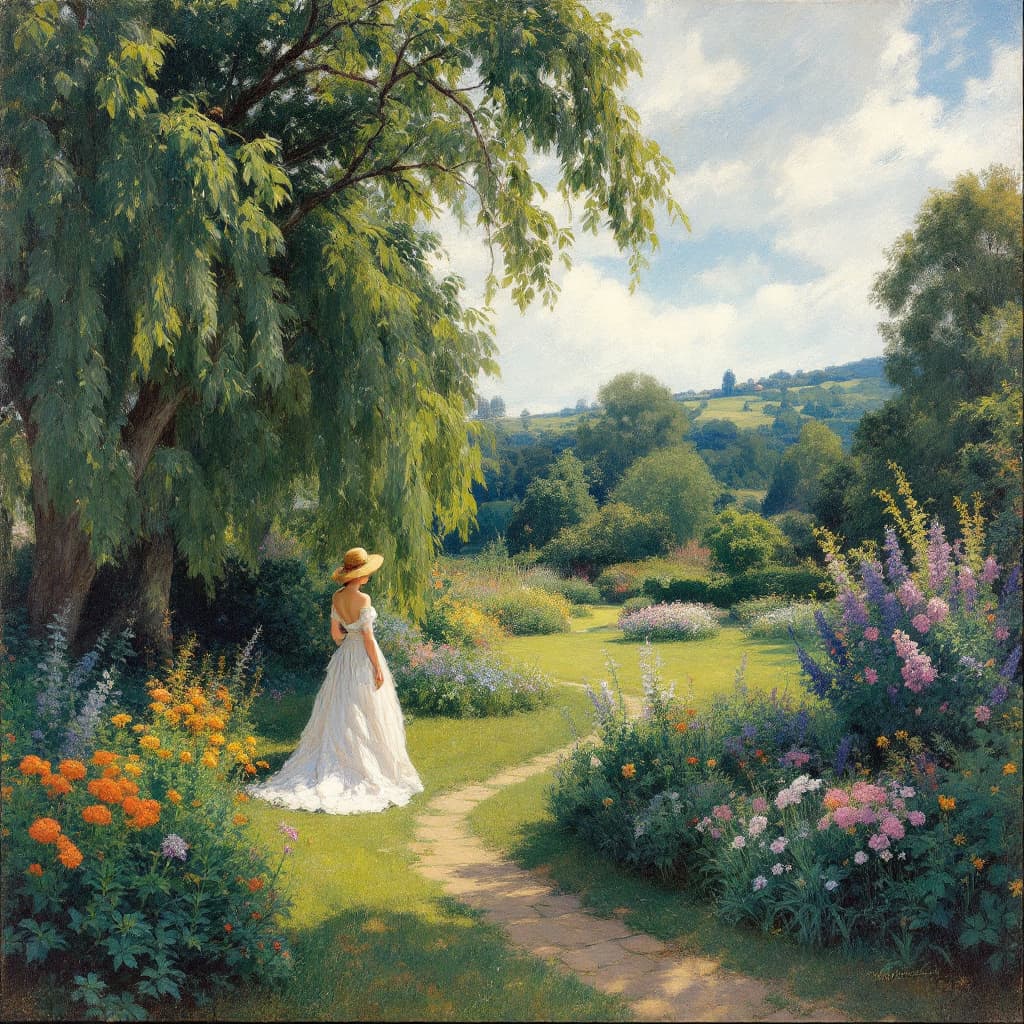 AI generated: 
landscape of woman n the garden in the style of Pierre-Auguste Renoir
painting by Pierre-Auguste Re...