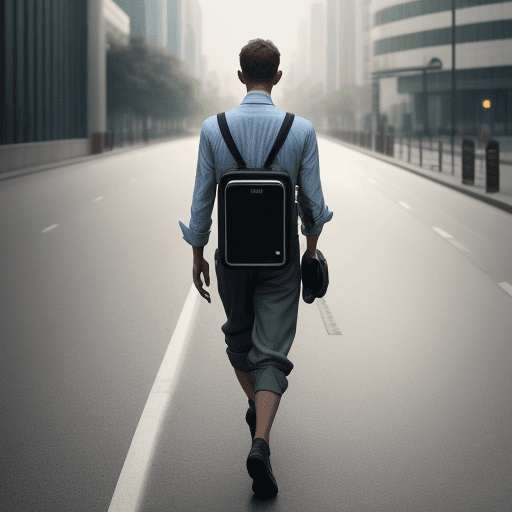 AI generated: A man is walking on the road smoking