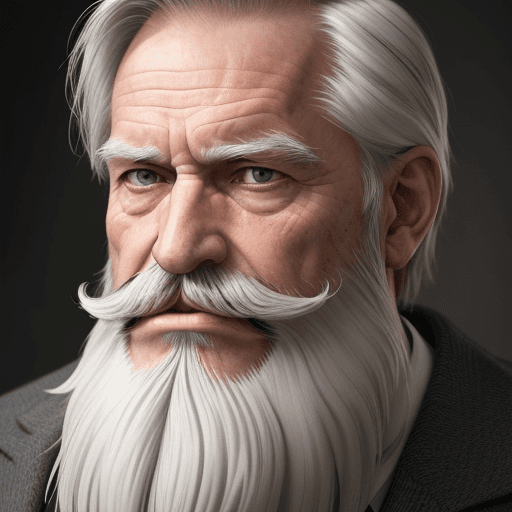 AI generated: The image features an older man, a long white beard and mustache,  He has a stern expression, giving...
