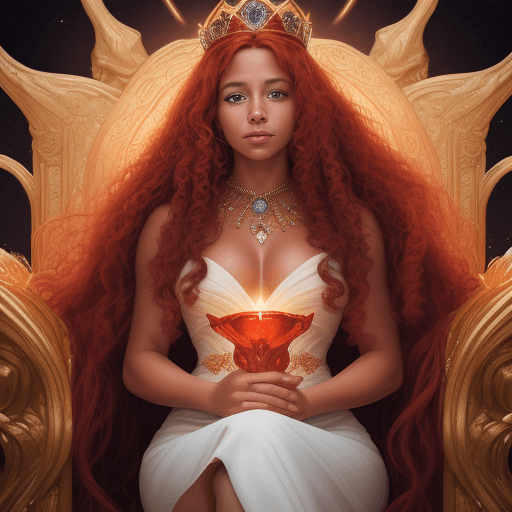AI generated: ((Close-up portrait)), (RAW Photo), Stunning portrait of the beautiful Queen of the Cosmos, with sun...