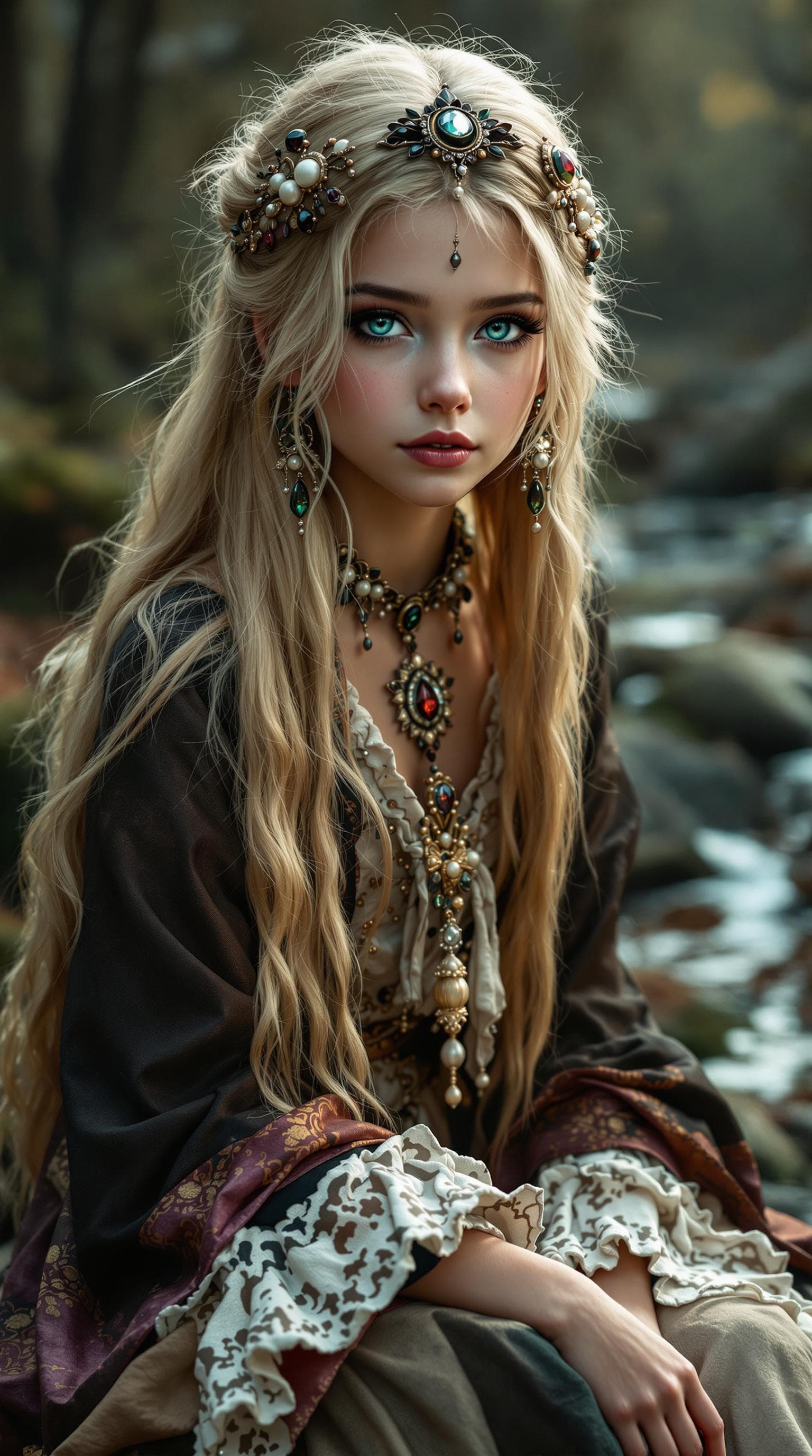 AI generated: a professional photo of a exceptionally of the most beautiful girl in the world, Transylvanian gypsy...