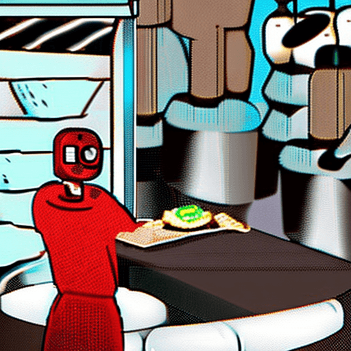 AI generated: robot serving food to people 