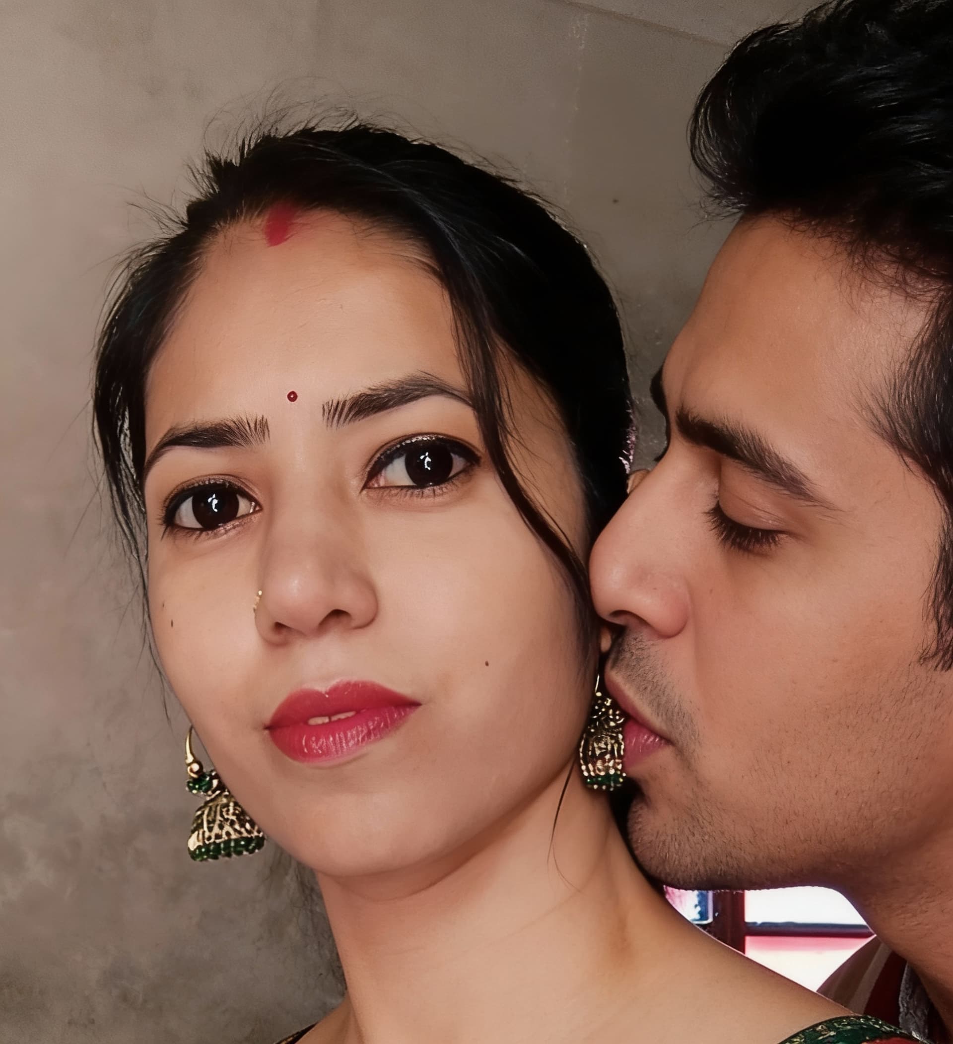 AI generated: The man kissing on her neck