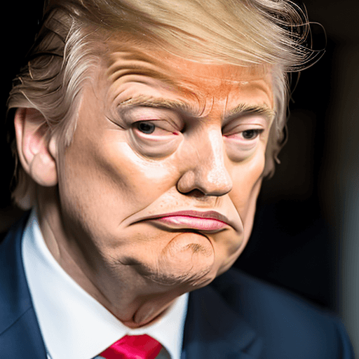 AI generated: RAW photo, donald trump wearing suit in m3gust face<lora:m3gust4-000066:1>, from side , 8k uhd, dslr...