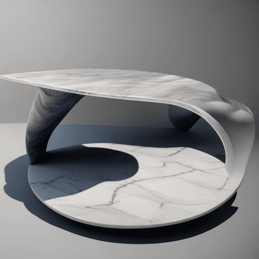 AI generated: marble coffee table, abstract shape, behance, biomorphic, vray tracing, vray, product design photogr...