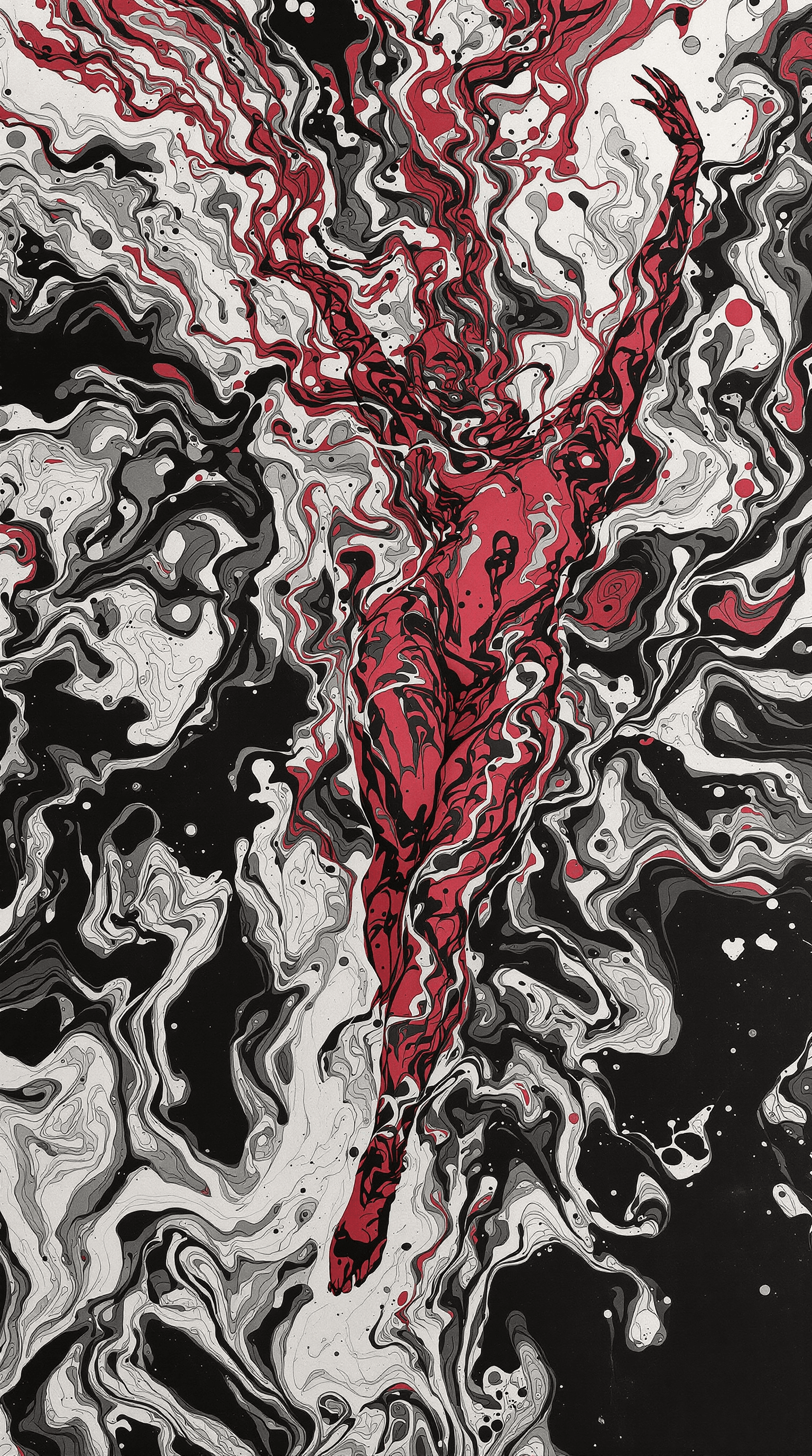 AI generated: Imaginative masterpiece image of: Wild dynamic pose with a lot of energy. flowing high contrast ink ...