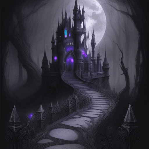 AI generated: path high resolution art fantasy details ink sketch very magical dark long 
