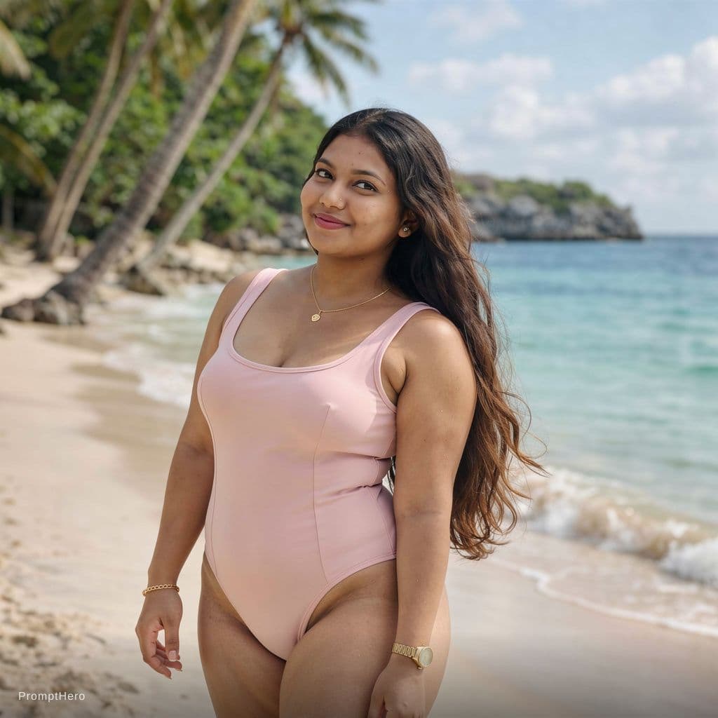 AI generated: high-resolution photograph of a young indian woman standing outdoors in a serene, natural setting. T...
