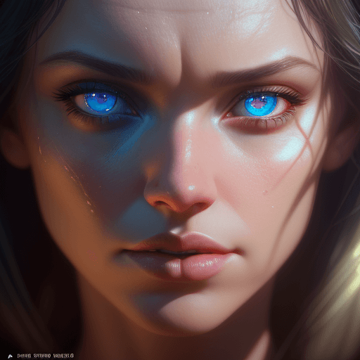 AI generated: a stunning image of a female face with light in it, in the style of unreal engine, richard phillips,...