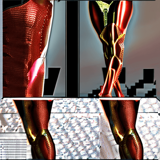 AI generated: scarlett johansson, ((wearing an iron man bikini)), metallic red and gold, (((in a sexy pose))), set...