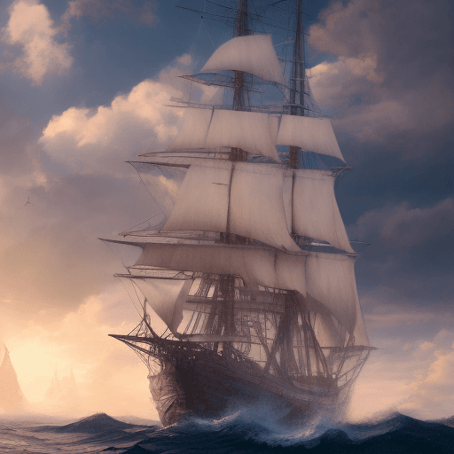AI generated: Photo of a ultra realistic sailing ship, dramatic light, pale sunrise, cinematic lighting, battered,...