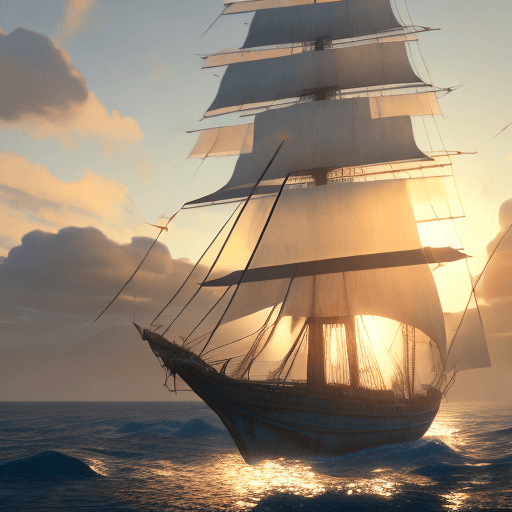 AI generated: Photo of a ultra realistic sailing ship, dramatic light, pale sunrise, cinematic lighting, battered,...