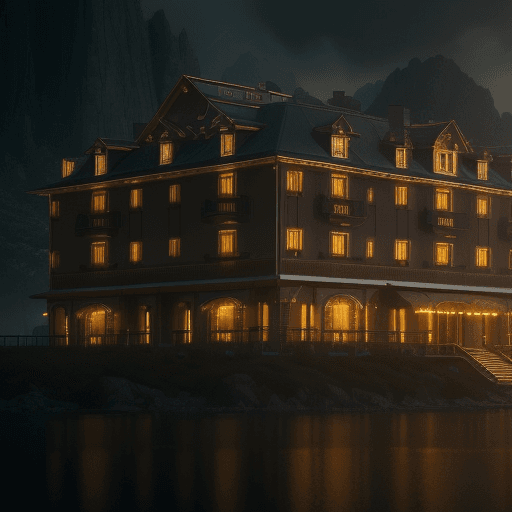 AI generated: Photo of a hotel in gold, award, ultra realistic, dramatic light, cinematic lighting, low angle, tre...