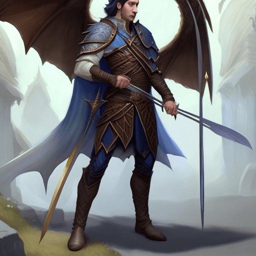 AI generated: dnd full body character portrait of a noble male aasimar bard, fantasy concept art, dnd character ar...