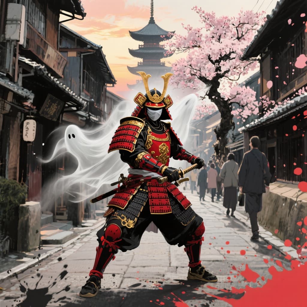 AI generated: score_9, score_8_up, score_7_up, score_6_up, very aesthetic, BREAK A samurai warrior armor filled wi...