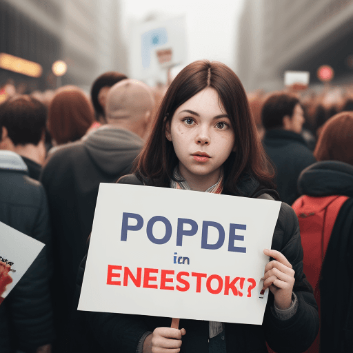 AI generated: "person in crowd holding a sign "PROMPT?"