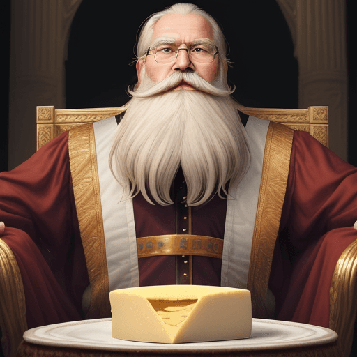AI generated: The image features an older man, a long white beard and mustache,  He is a king, giving the impressi...