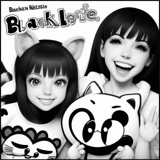 AI generated: Cute animals, cartoons, anime, big smiles,{{{{{{black and white style}}}}}}